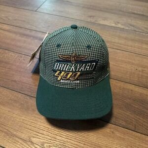 NWT Vintage Logo Athletic Brickyard 400  SnapBack Hat‎ OSFM Green Grid